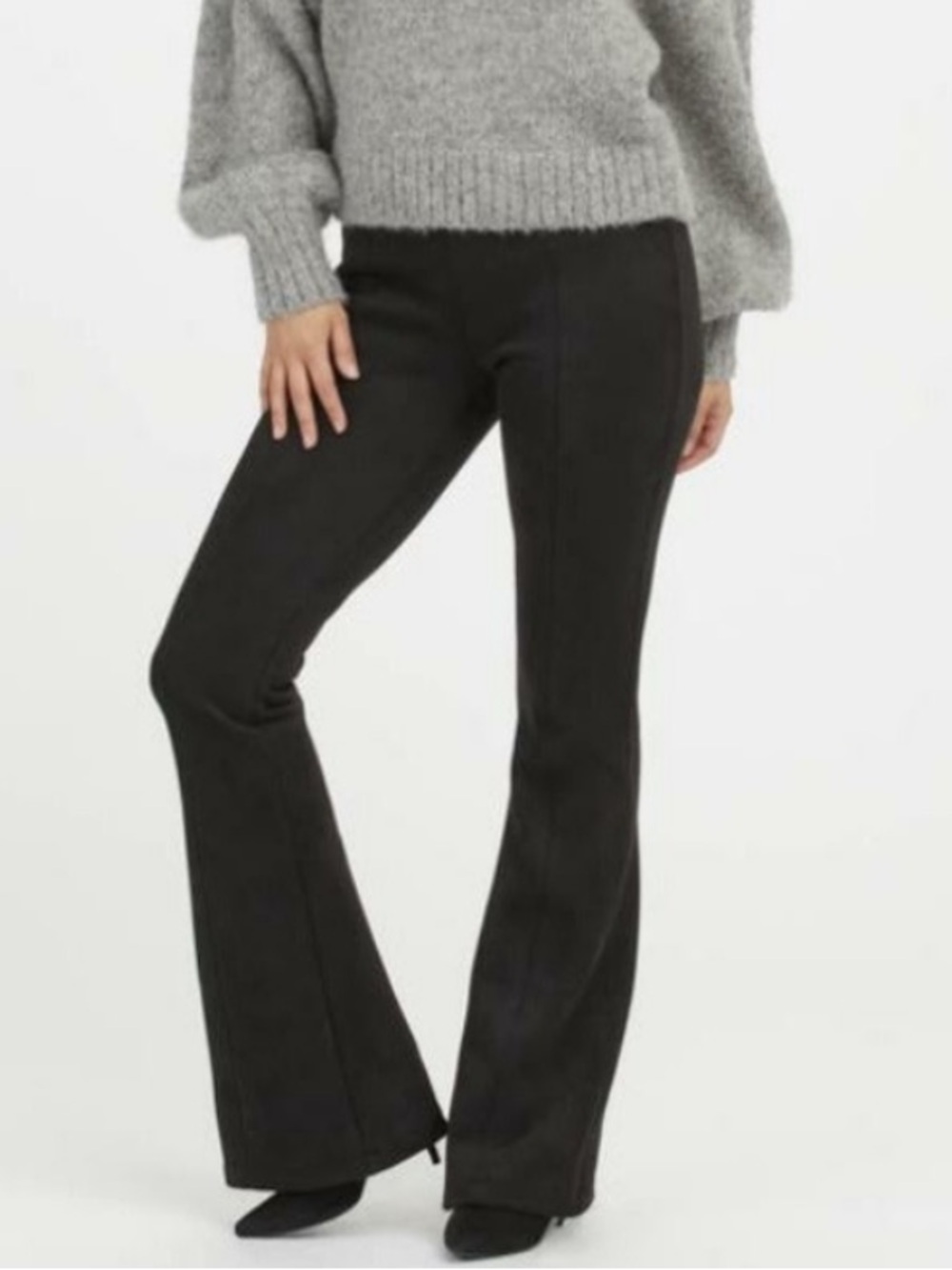 SPANX Flare Black Faux Suede Pants Size XL Women’s Stretch Western